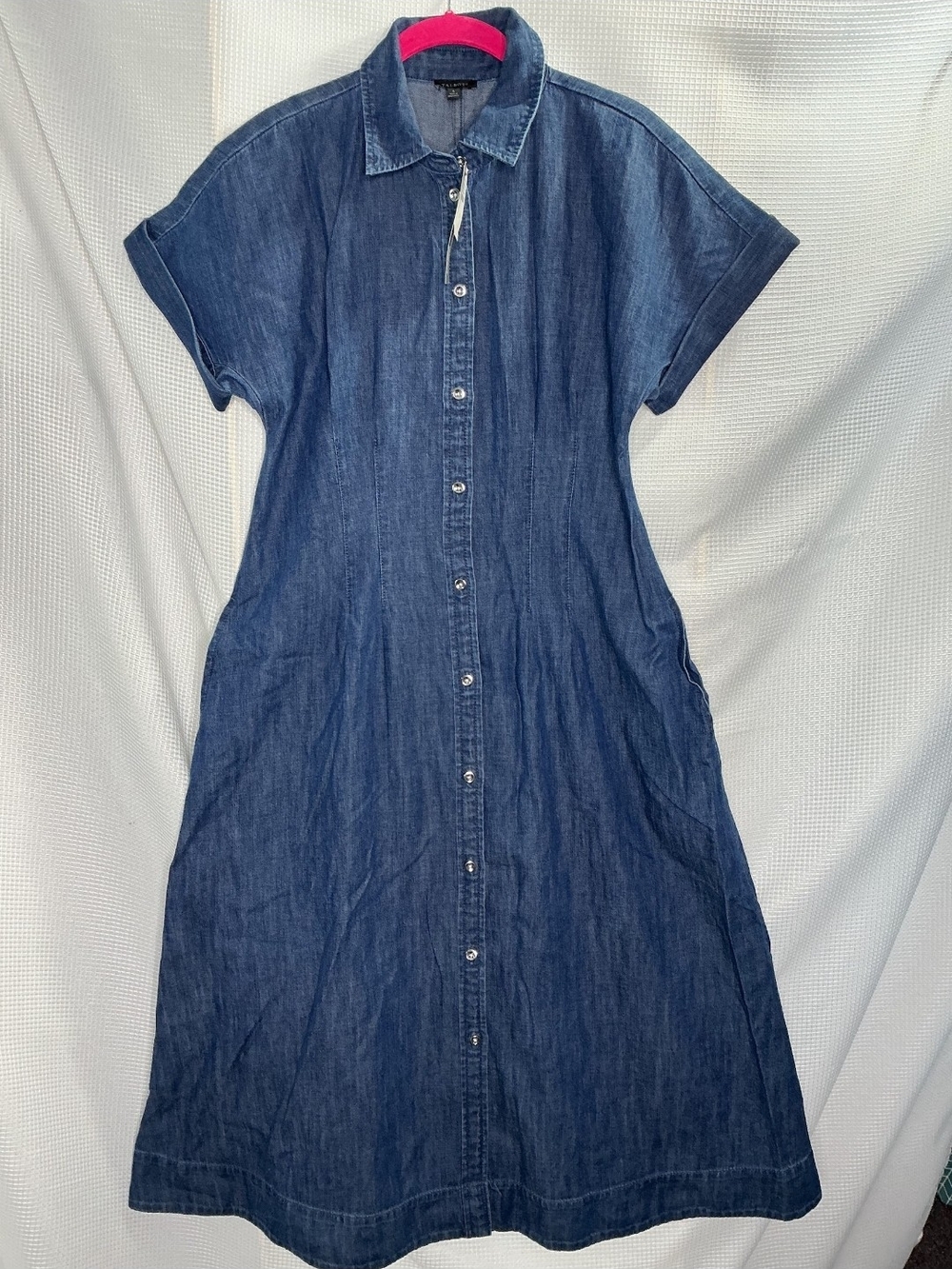 Talbots Dark Blue Denim Midi Shirt Dress